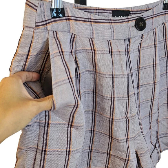 Frank & Oak Womens Linen Lyocell Plaid High Rise Shorts Size 4 - Picture 8 of 8